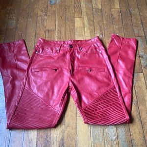 Red Zara faux leather pant